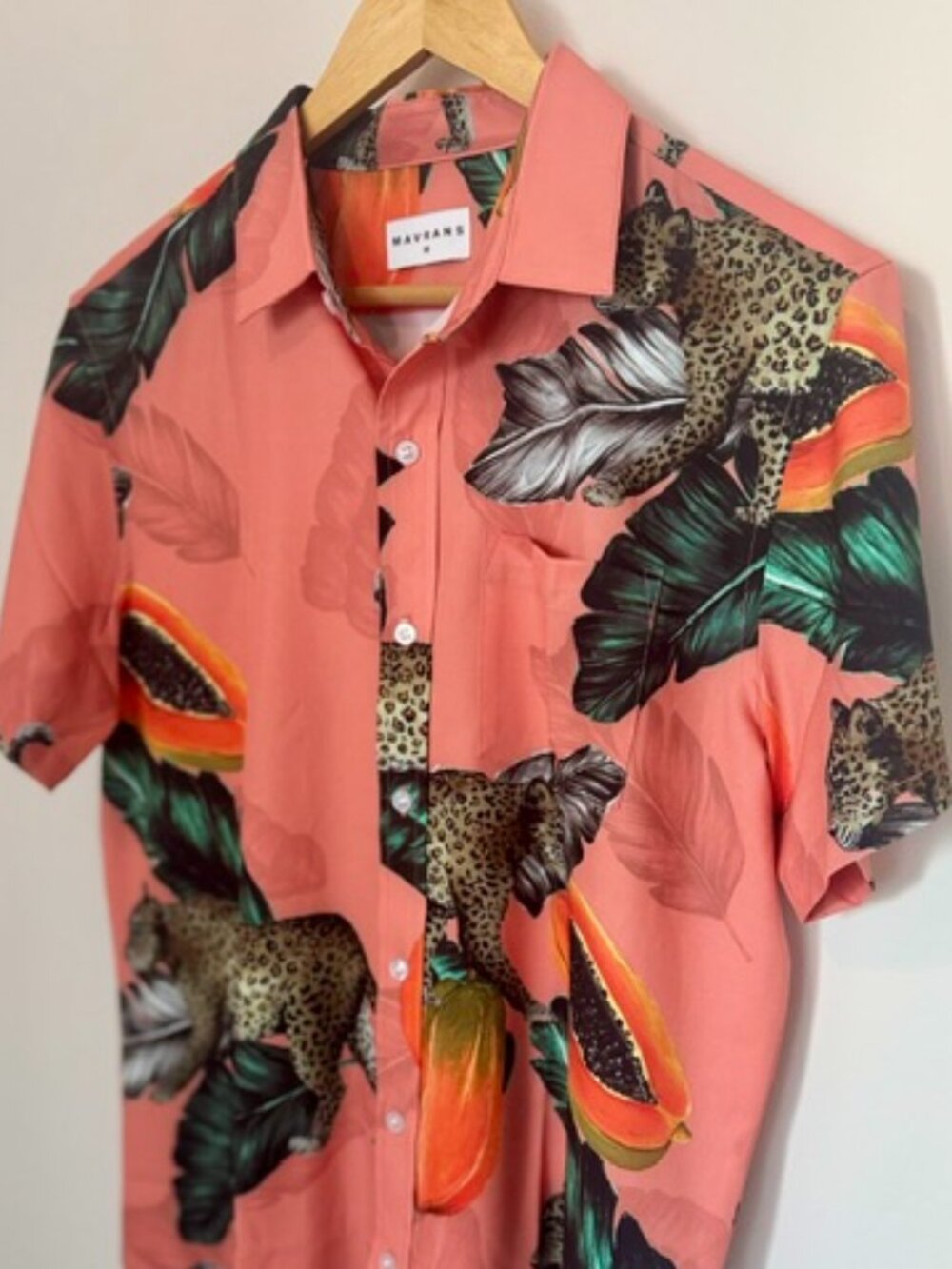 Mavrans Papaya Leopard Print Short Sleeve Shirt M